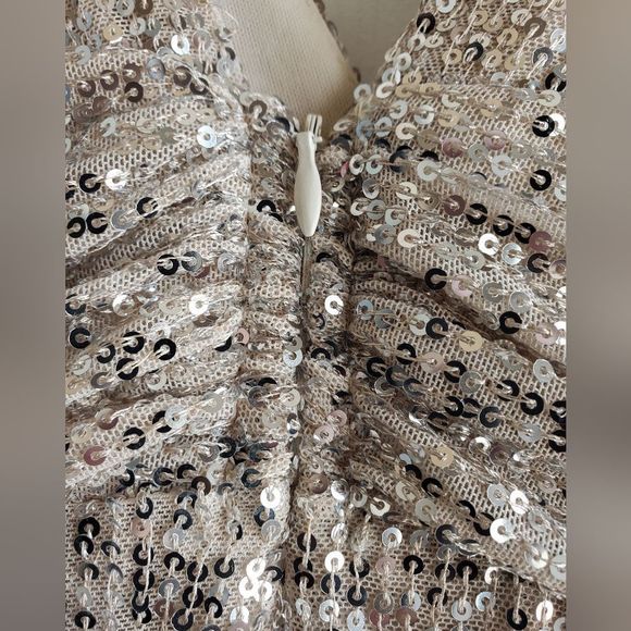 Plunging Neck V Back Sequin Gown - Picture 15 of 16